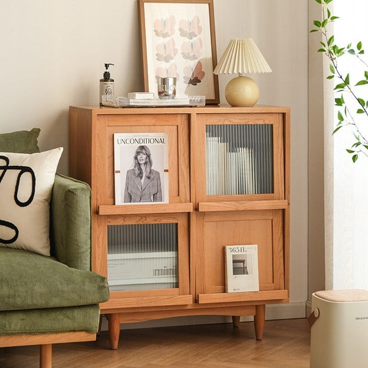 Shaelyn Wood Bookcase with Tilt Up Door