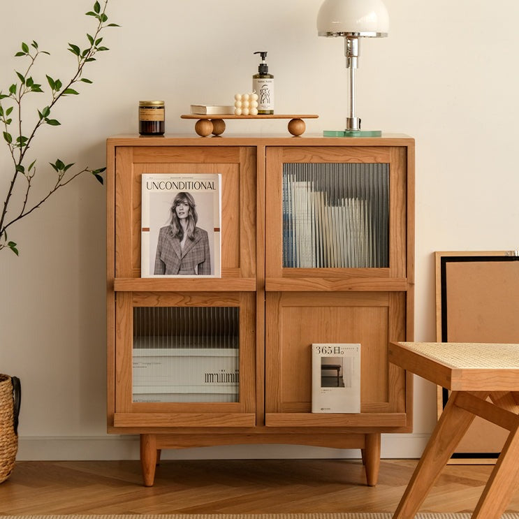 Shaelyn Wood Bookcase with Tilt Up Door