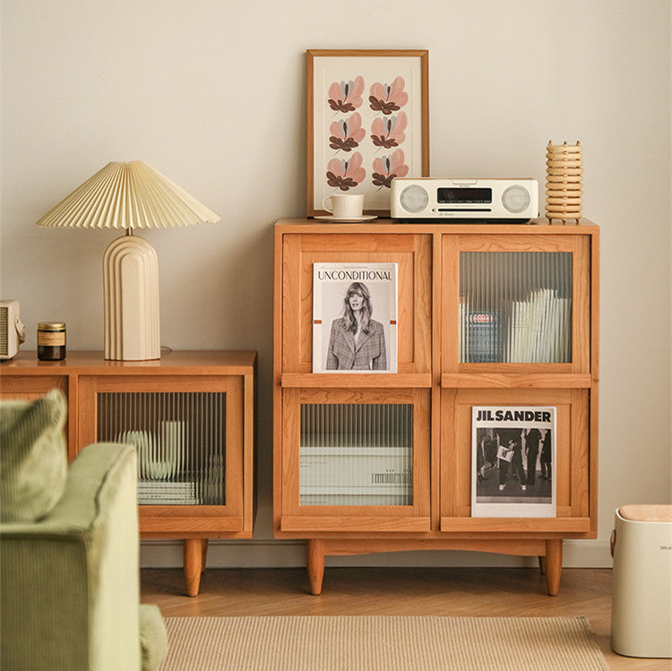 Shaelyn Wood Bookcase with Tilt Up Door