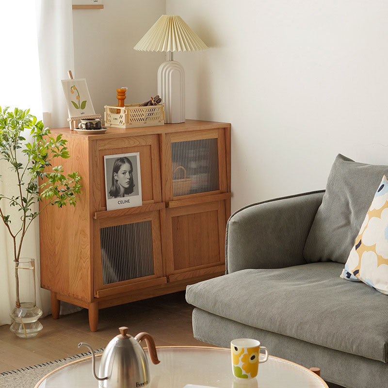 Shaelyn Wood Bookcase with Tilt Up Door
