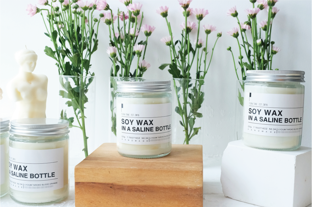 Soy Wax in a Saline Bottle