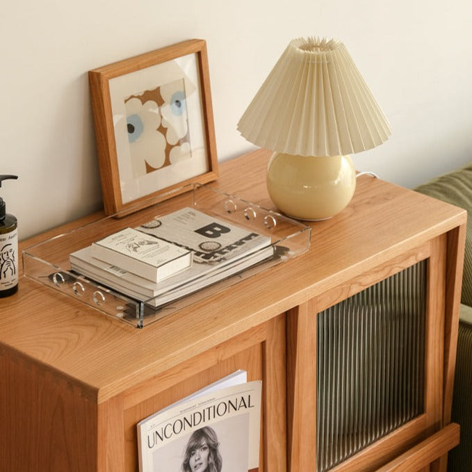 Shaelyn Wood Bookcase with Tilt Up Door