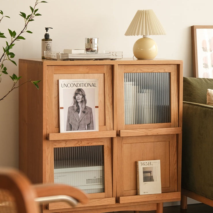 Shaelyn Wood Bookcase with Tilt Up Door