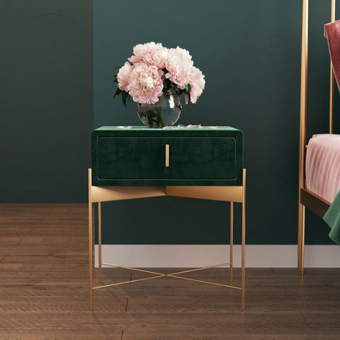 Capra 1 - Drawer Velvet Nightstand