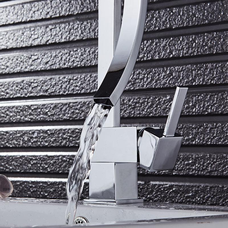 REMY Modern Gold/Silver Curved Waterfall Faucet