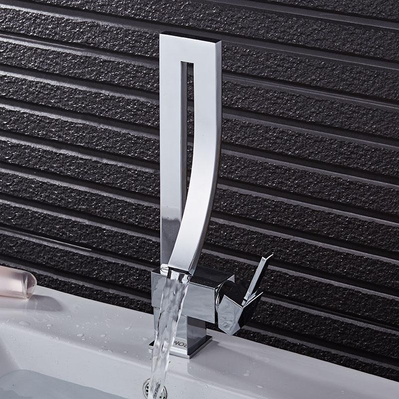 REMY Modern Gold/Silver Curved Waterfall Faucet