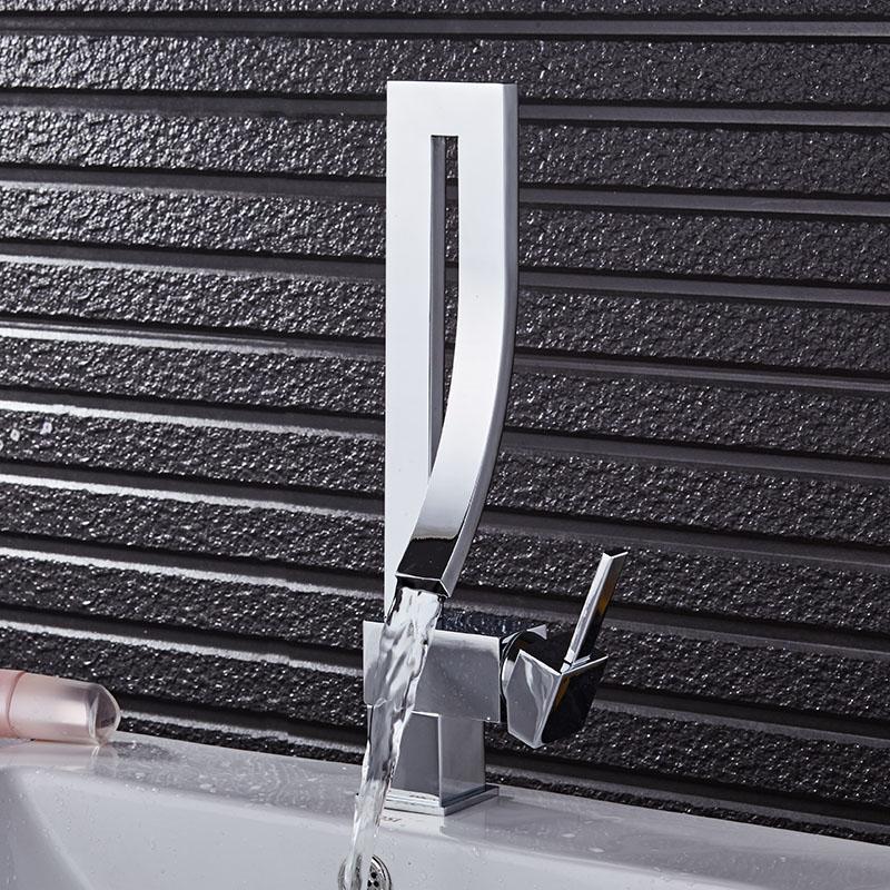 REMY Modern Gold/Silver Curved Waterfall Faucet