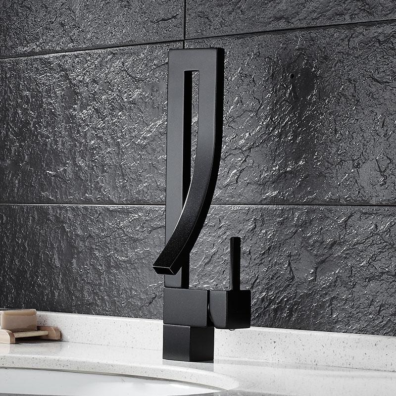 RAYMOND Modern Black Curved Waterfall Faucet