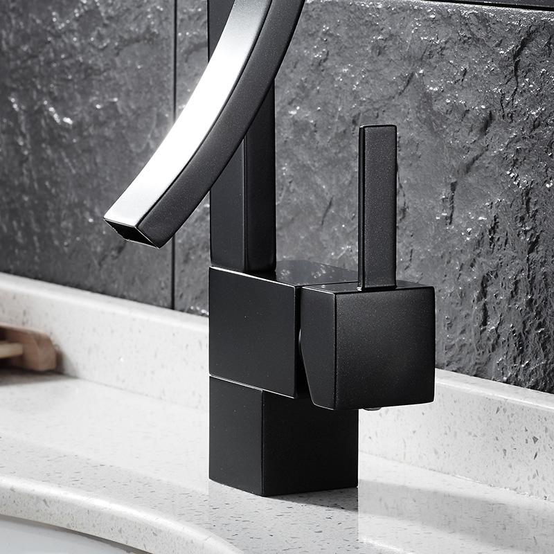 RAYMOND Modern Black Curved Waterfall Faucet