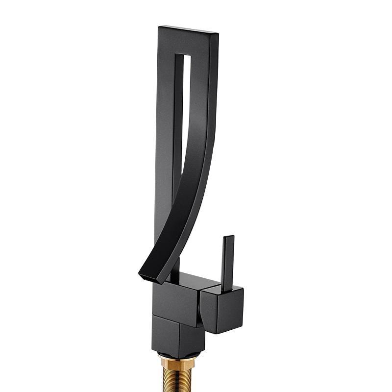 RAYMOND Modern Black Curved Waterfall Faucet