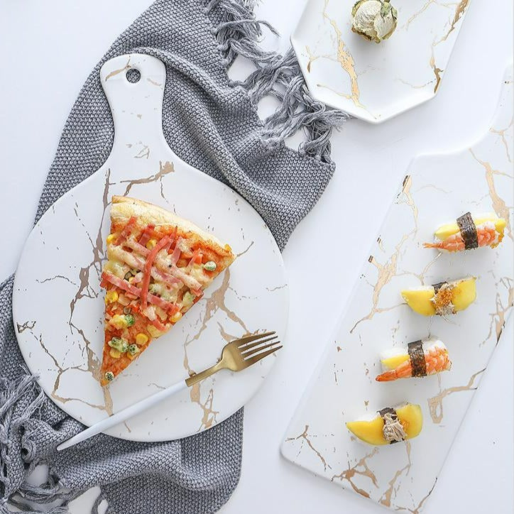 Quincy Marble Ceramic Sushi Plate