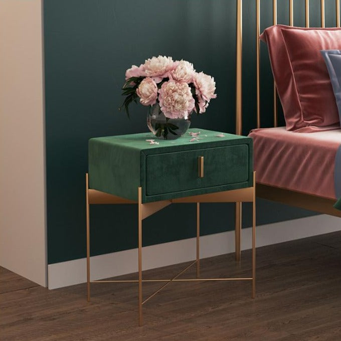 Capra 1 - Drawer Velvet Nightstand