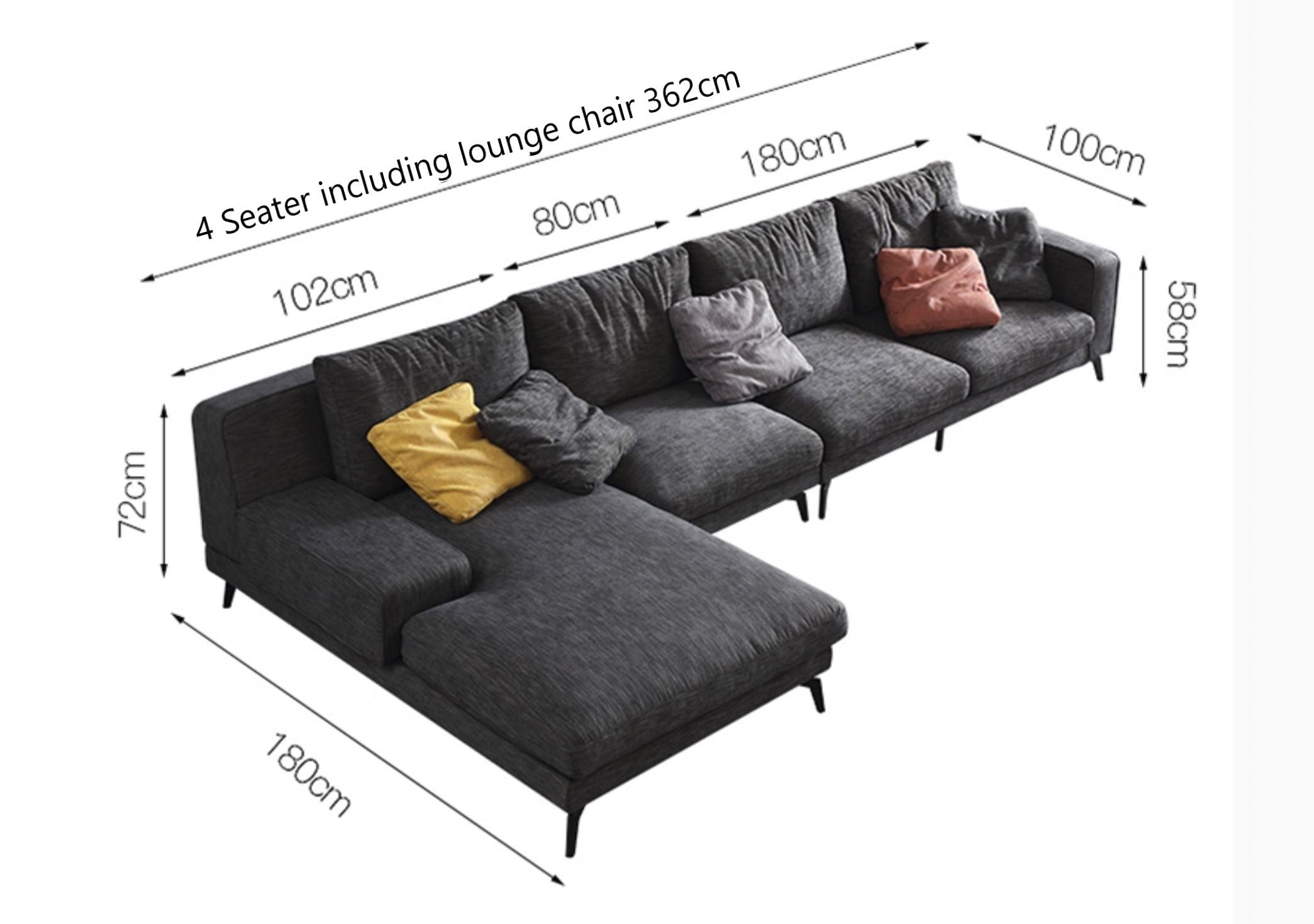 BENCE Modern Fabric Sofa with Stilt Legs Design