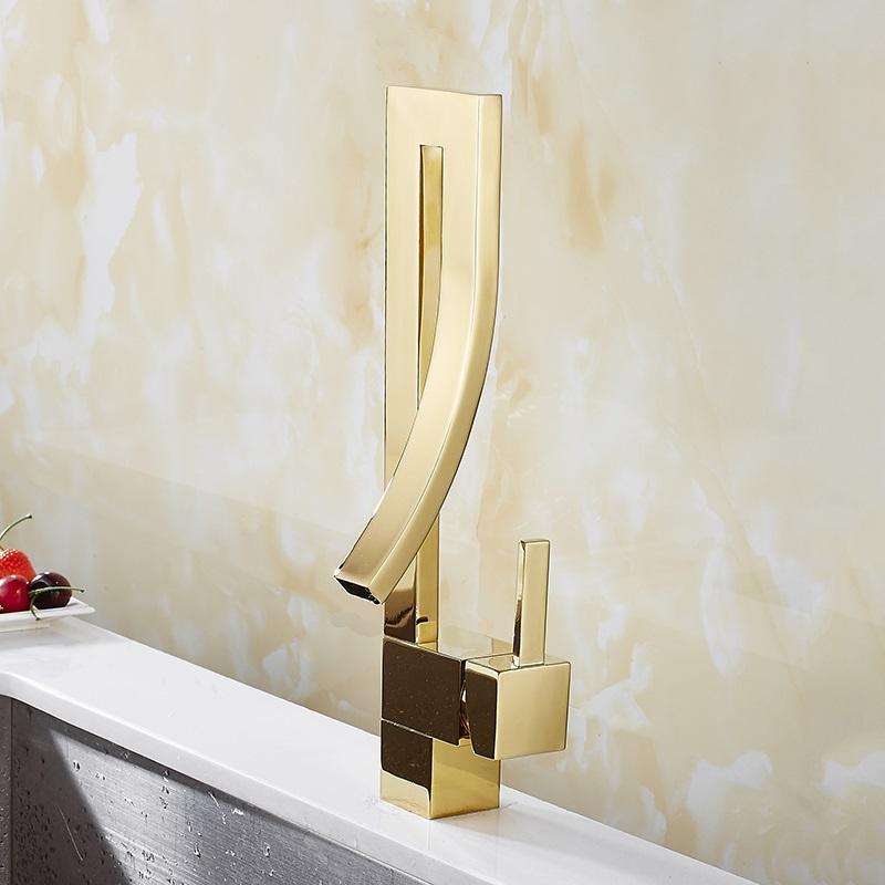 REMY Modern Gold/Silver Curved Waterfall Faucet