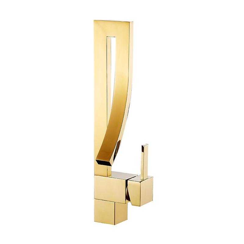 REMY Modern Gold/Silver Curved Waterfall Faucet