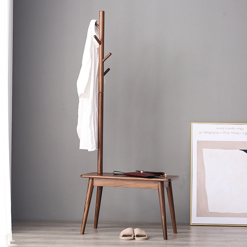 Toups Solid Wood Coat Rack with Shoe Stool