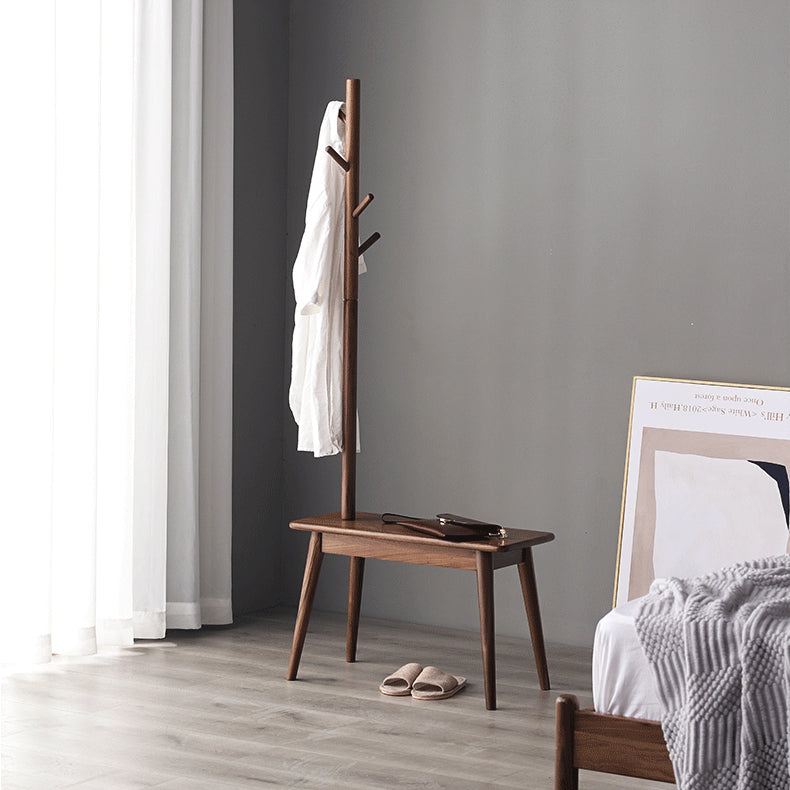 Toups Solid Wood Coat Rack with Shoe Stool