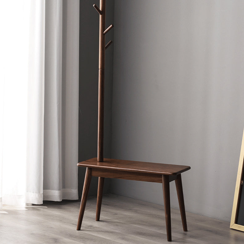 Toups Solid Wood Coat Rack with Shoe Stool