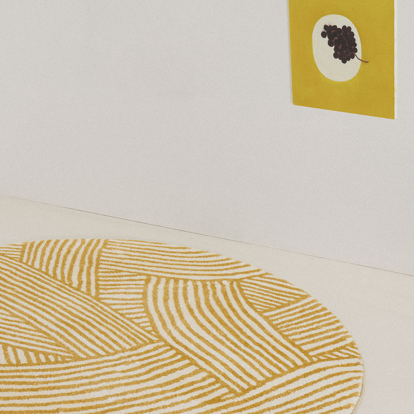 Round Geometric Yellow Area Rug