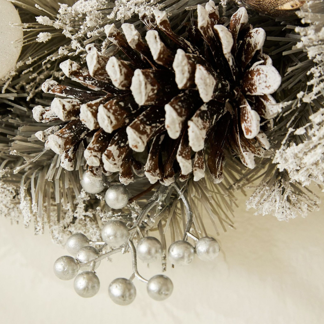 Christmas Ornaments & Pine Wreath