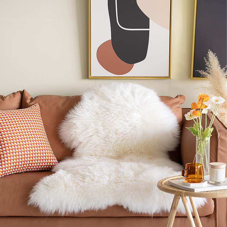 White Area Wool High Pile Rug