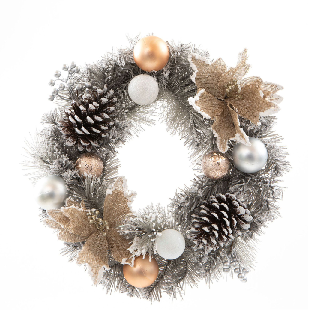 Christmas Ornaments & Pine Wreath