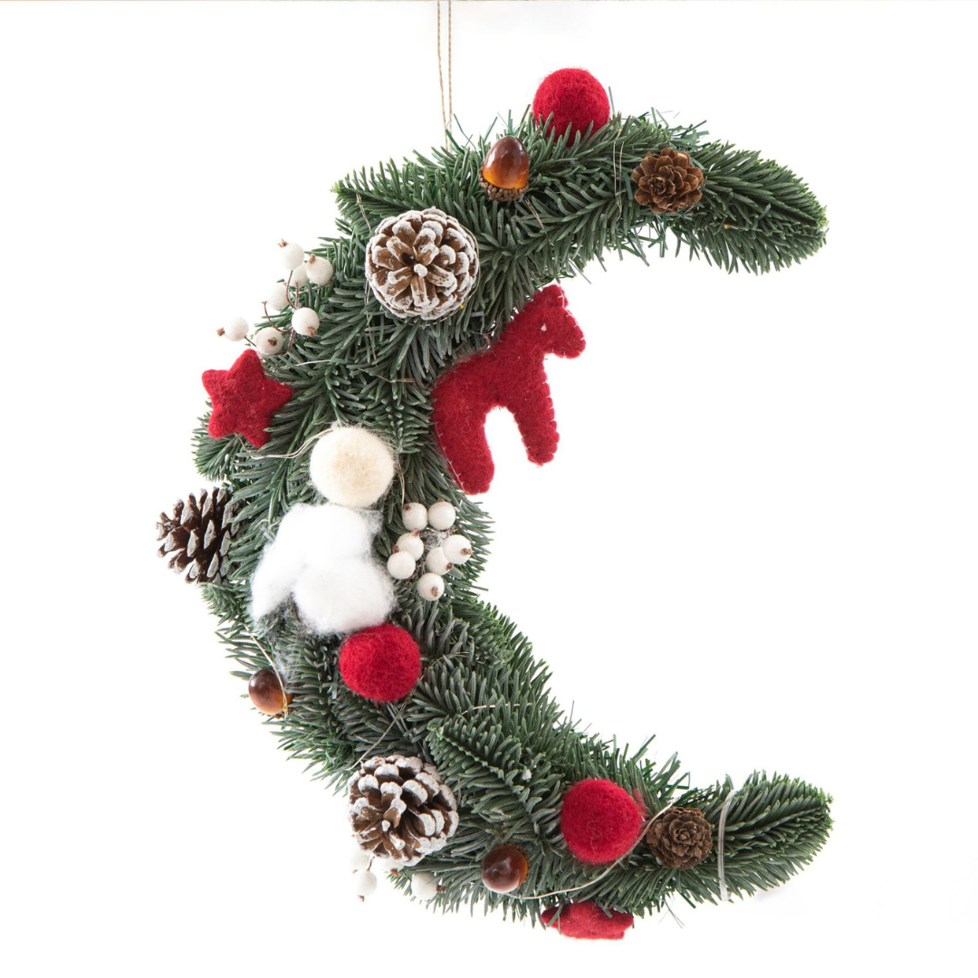 Christmas Moon Shape Wreath