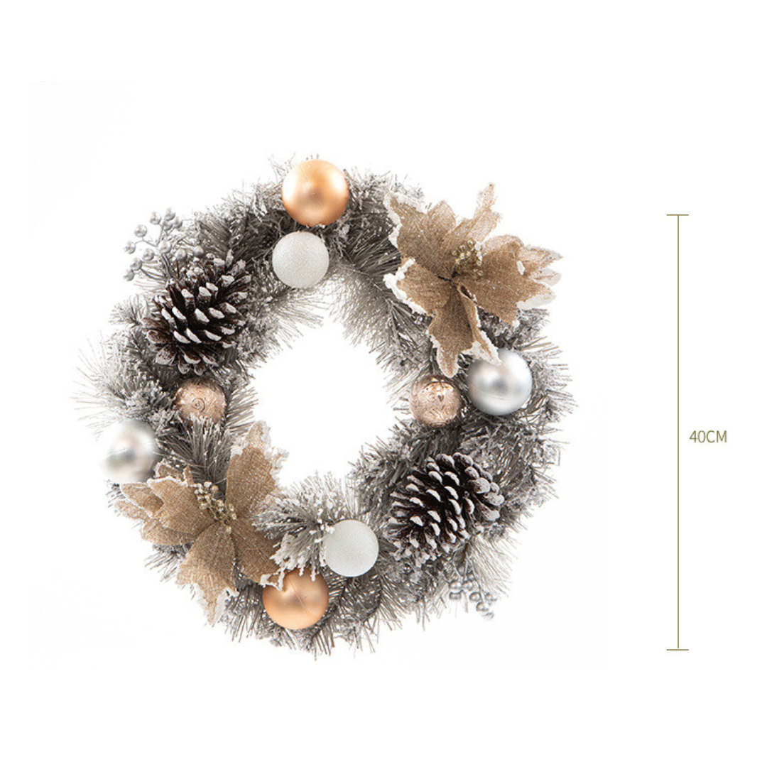 Christmas Ornaments & Pine Wreath
