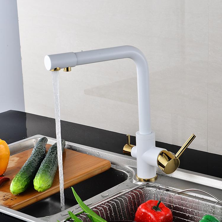 MARCEL Modern Matte White Double Faucet Tap