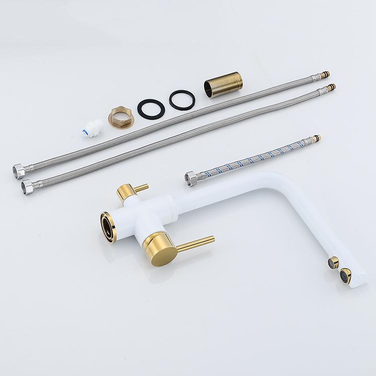 MARCEL Modern Matte White Double Faucet Tap