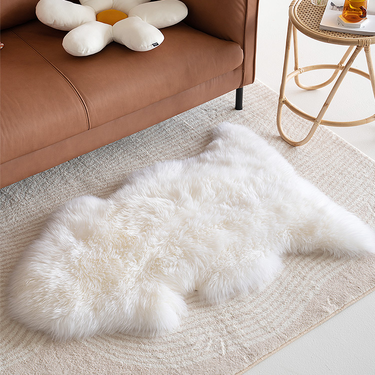 White Area Wool High Pile Rug