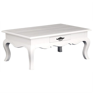 French 100cm Coffee Table Linda Solid Timber 2 Drawer - White Colour FCF688CT-002-FP-WH_1