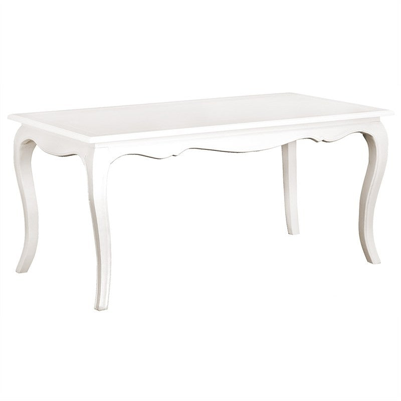 French 160cm Dining Table Linda Solid Timber - White  Colour FCF688DT-160-85-FP-WH_1