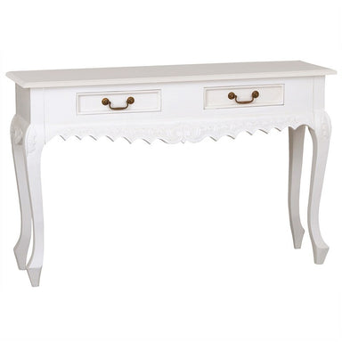 French Console Table Jennifer Solid Timber 2 Drawer Sofa Table - White Colour Writing Desk FCF688ST-002-CV-WH_1