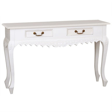 French Console Table Jennifer Solid Timber 2 Drawer Sofa Table - White Colour Writing Desk FCF688ST-002-CV-WH_1