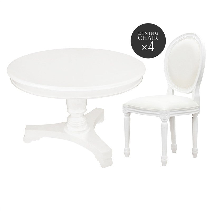 French Round Dining Table Set Jennifer 5 Piece