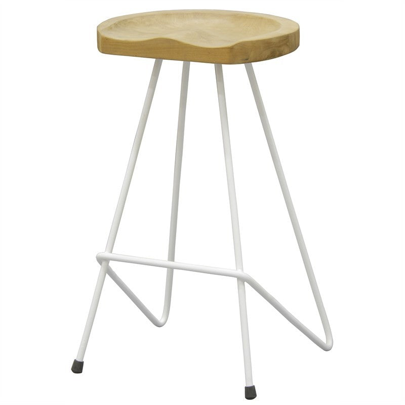 French Saddle Bar Stool Alicia Teak Timber and Steel - White FCF688BR-067-LBS-WH_1