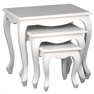French Side Table Lamp Table Nest of Table 3 Piece Solid Timber Nested Table Set, White Colour FCF688NT-300-QA-WH_1