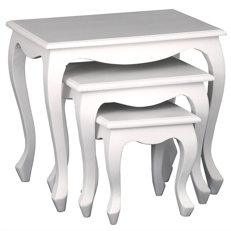 French Side Table Lamp Table Nest of Table 3 Piece Solid Timber Nested Table Set, White Colour FCF688NT-300-QA-WH_1
