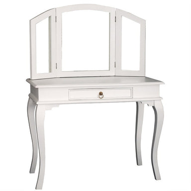 French Vanity Table with Mirror Jennifer Solid Timber Dressing Table - White Colour ST-001-MR-QA-WH_1