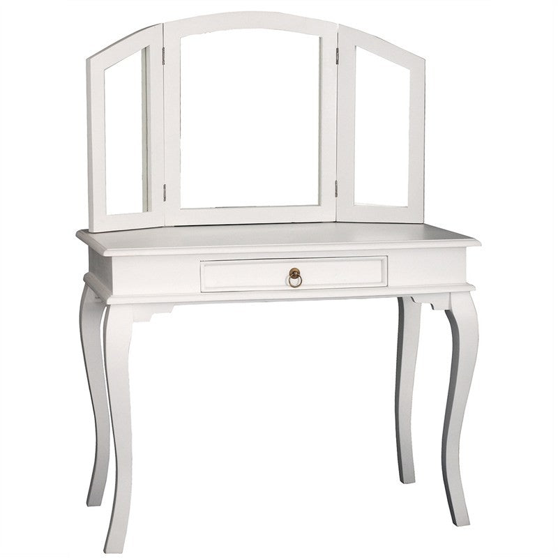 French Vanity Table with Mirror Jennifer Solid Timber Dressing Table - White Colour ST-001-MR-QA-WH_1