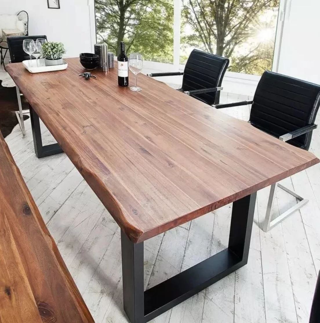 AUBREY Modern Industrial Solid Wood Dining Table