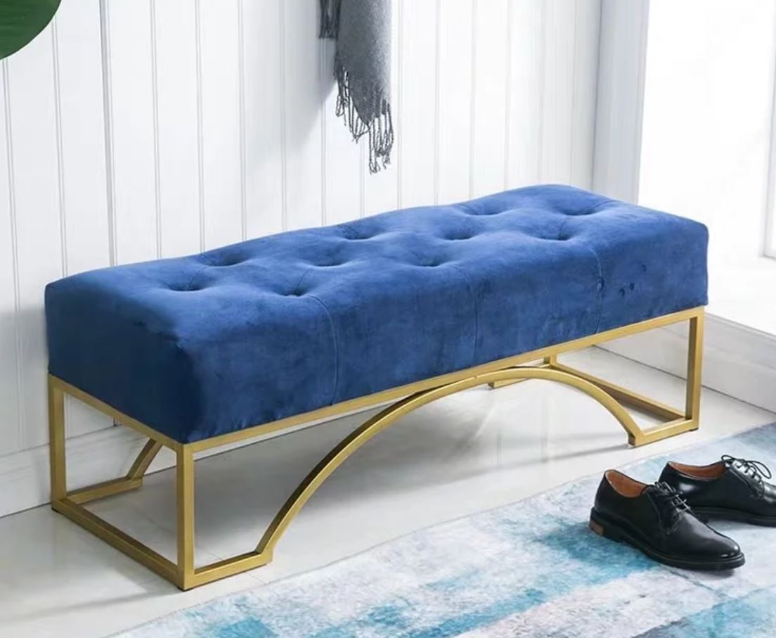 HUGO Victorian Velvet Ottoman Bench