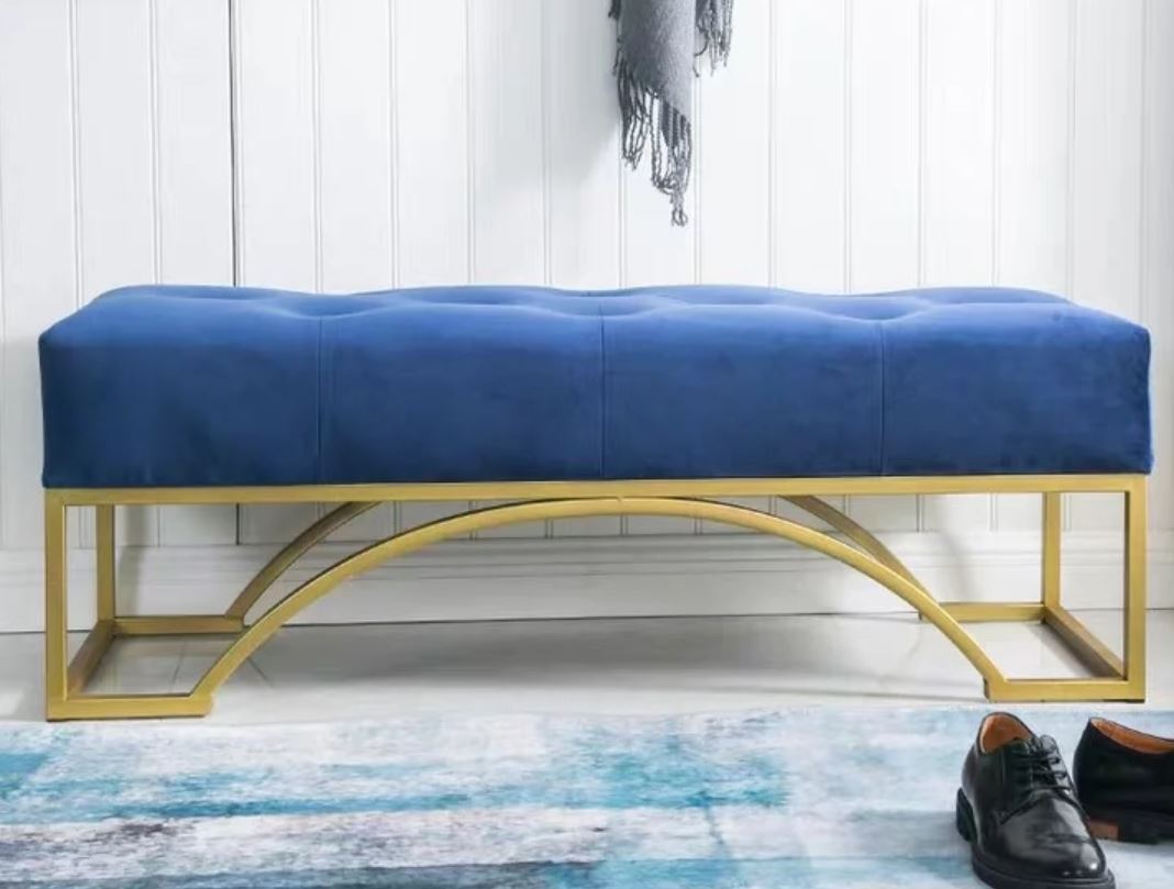 HUGO Victorian Velvet Ottoman Bench