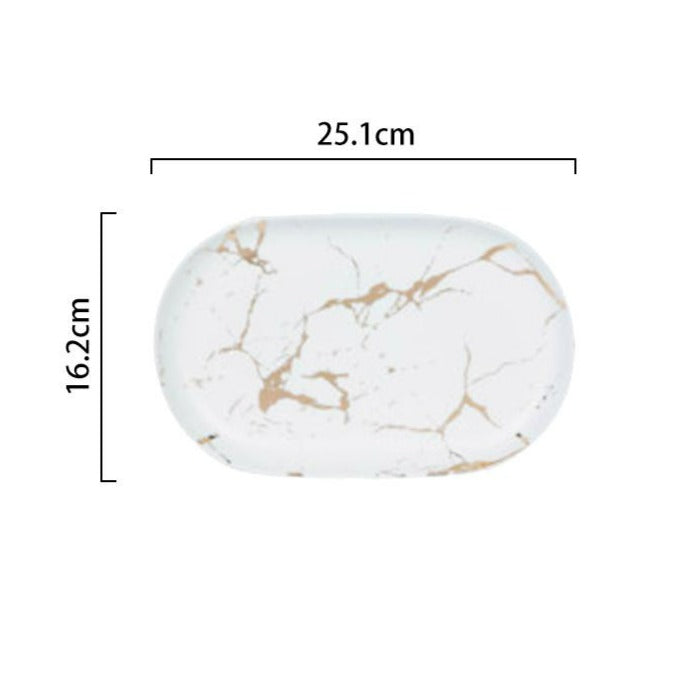 Quincy Marble Ceramic Sushi Plate