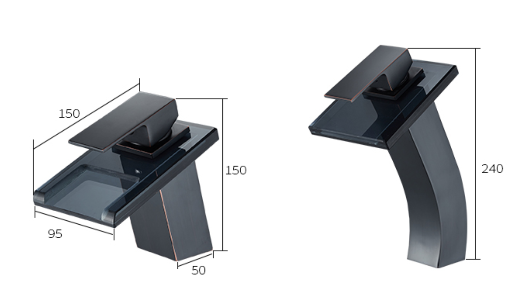 JASPER Modern Black Waterfall Faucet Tap