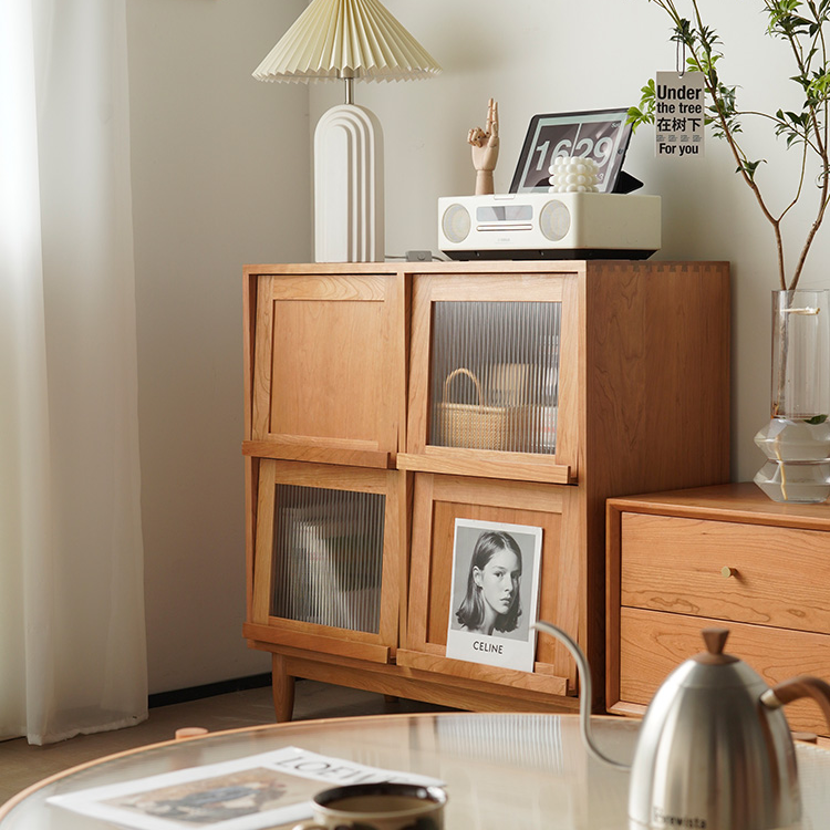 Shaelyn Wood Bookcase with Tilt Up Door