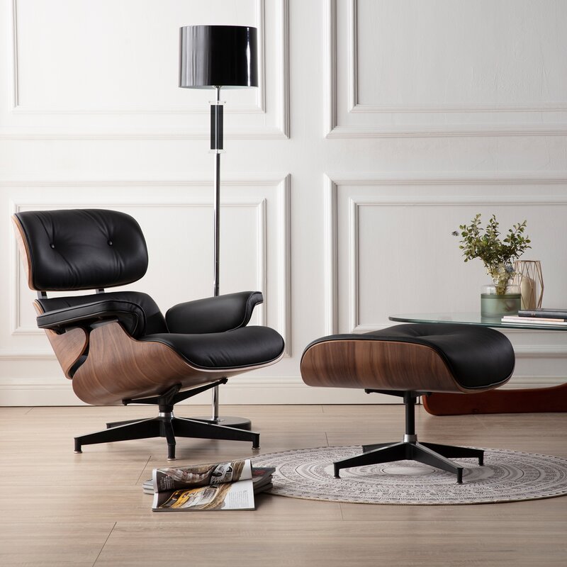 Lomas Leather Lounge Chair with Ottoman
