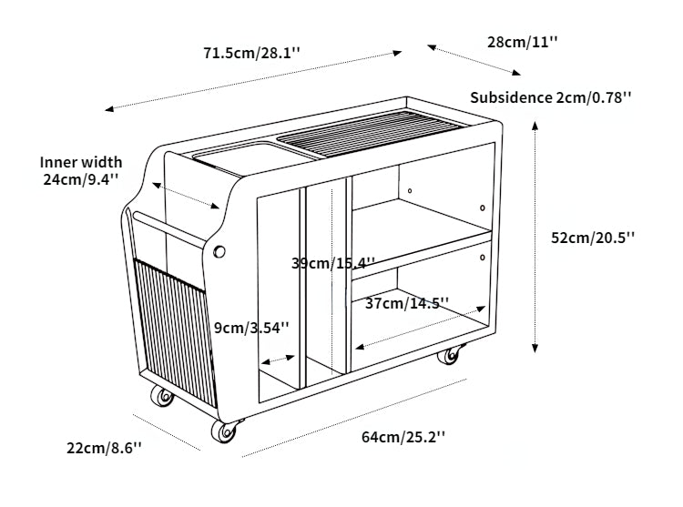 Abelia Storage Trolley & Side Table