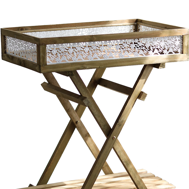 Khajag Foldable Double-Shelf Plant Stand